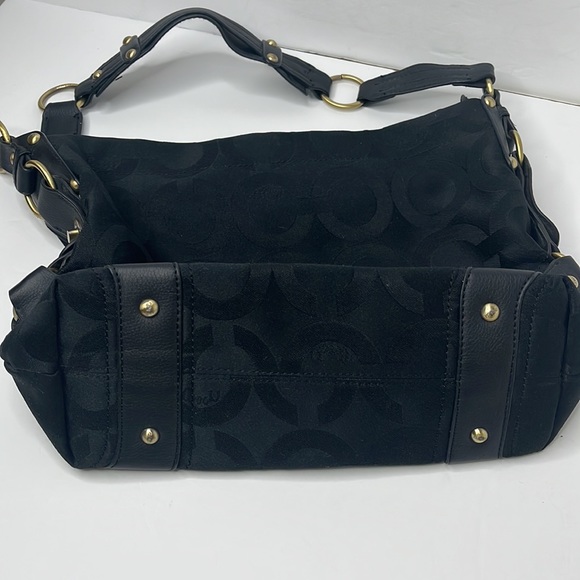 Coach Bags Coach Carly Black Signature Medium Canvas Leather Hobo Purse Wear Poshmark